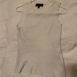 Laundry By Shelli Segal Cream Ribbed Sleeveless Tank Top Small Carolyn Bessette